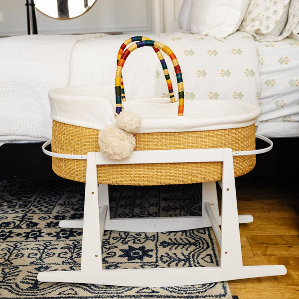 Natural<br> African Moses Basket<br>Rainbow Vegan Handle