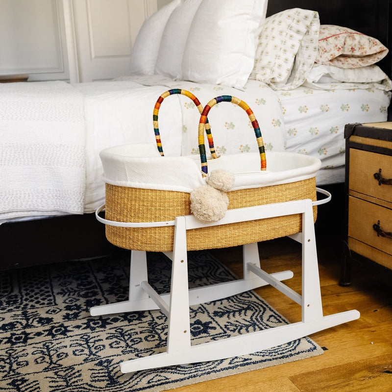 Natural<br> African Moses Basket<br>Rainbow Vegan Handle