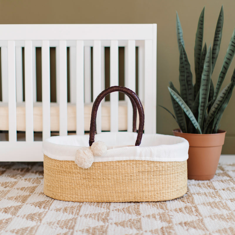 Perfectly Imperfect<br> African Moses Basket<br>No Hood<br>Brown Handle