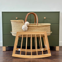 Camel Vegan Leather Handle Moses Basket