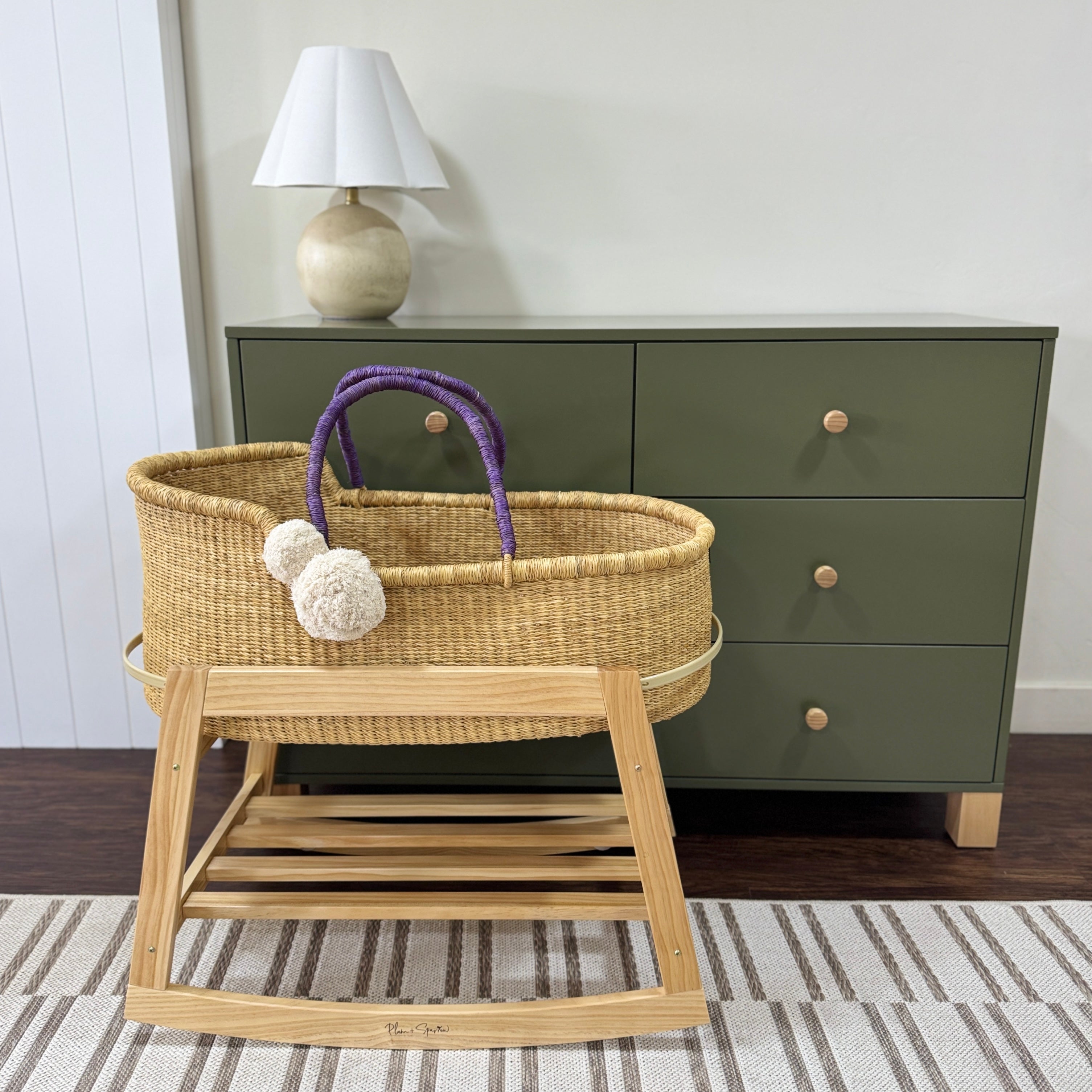 Lavender Vegan Handle Moses Basket