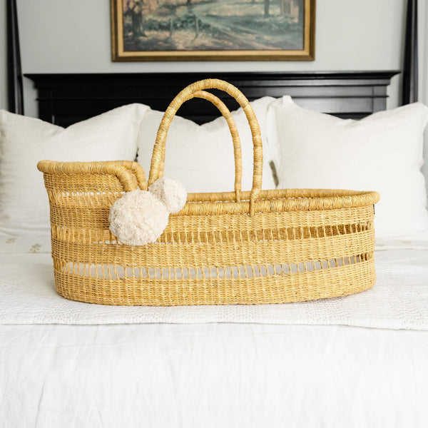 Basket Only<br>Modern Open Weave<br>African Moses Basket<br>Vegan Handle