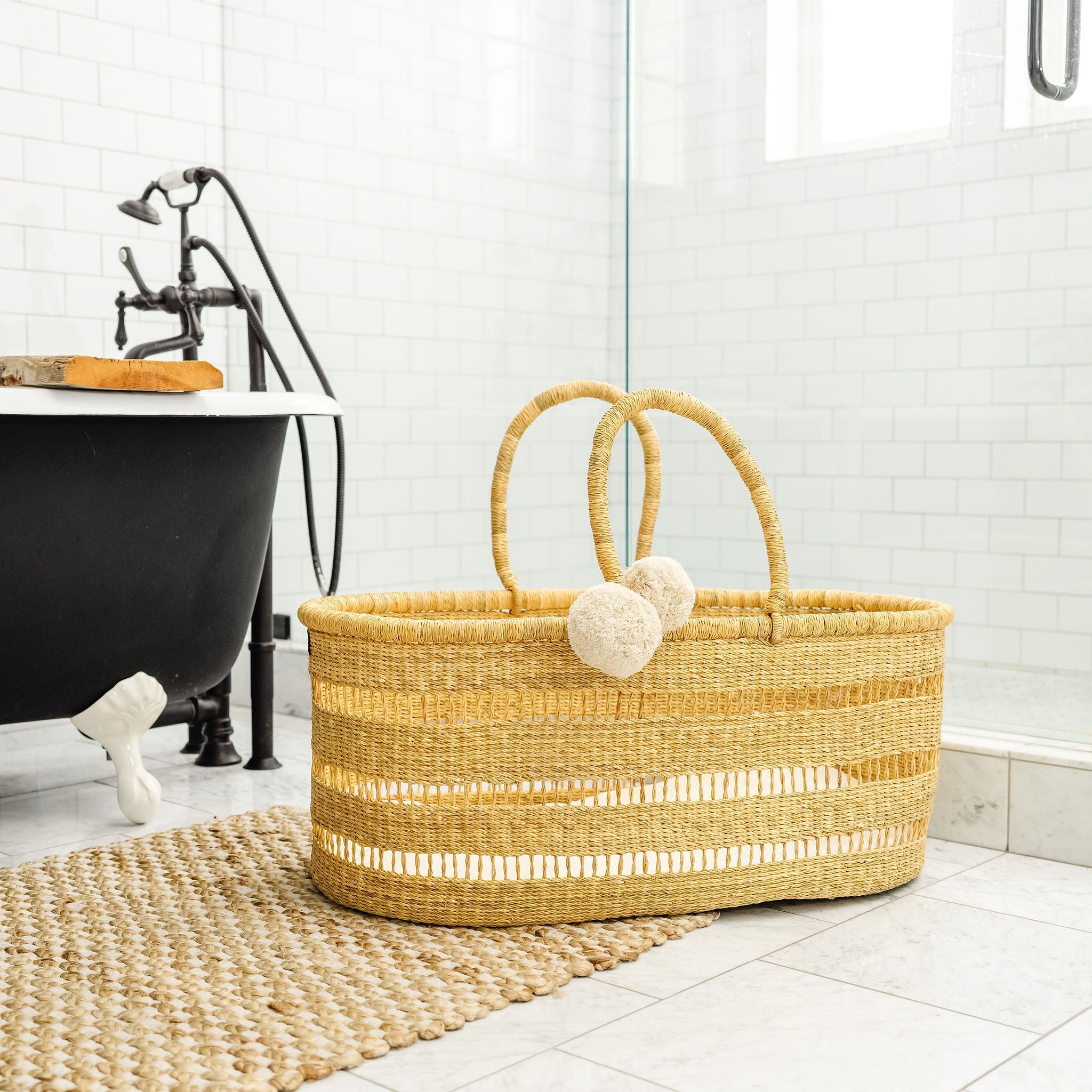 Modern Open Weave No Hood Moses Basket