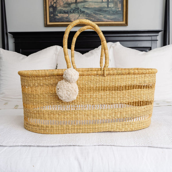 Basket Only<br>Modern Open Weave<br>African Moses Basket<br>No Hood<br>Vegan Handle