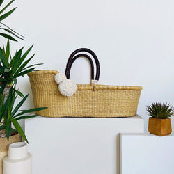 Wheatgrass<br>Perfectly Imperfect<br> African Moses Basket<br>Brown + Cream Handle