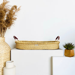 Natural<br>Perfectly Imperfect<br> Changing Basket<br>Cognac + Cream Handle