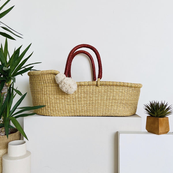 Basket Only<br>Wheatgrass<br>African Moses Basket<br>Cognac Handle