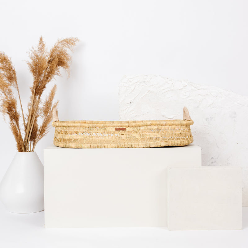 Wheatgrass Open Weave<br>Changing Basket<br>Cream Handle