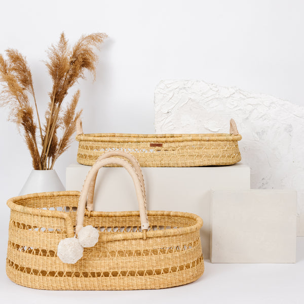 Wheatgrass Open Weave<br>Changing Basket<br>Cream Handle