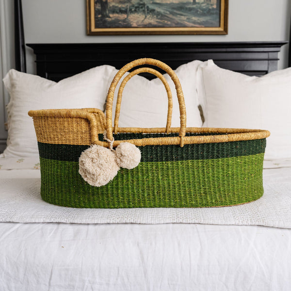 Green Two Tone<br>African Moses Basket