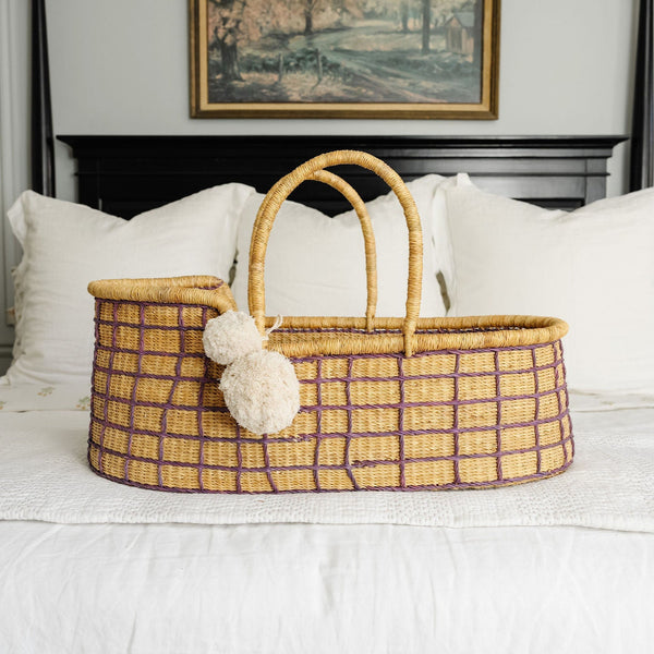 Basket Only<br>Lavender Grid<br> African Moses Basket