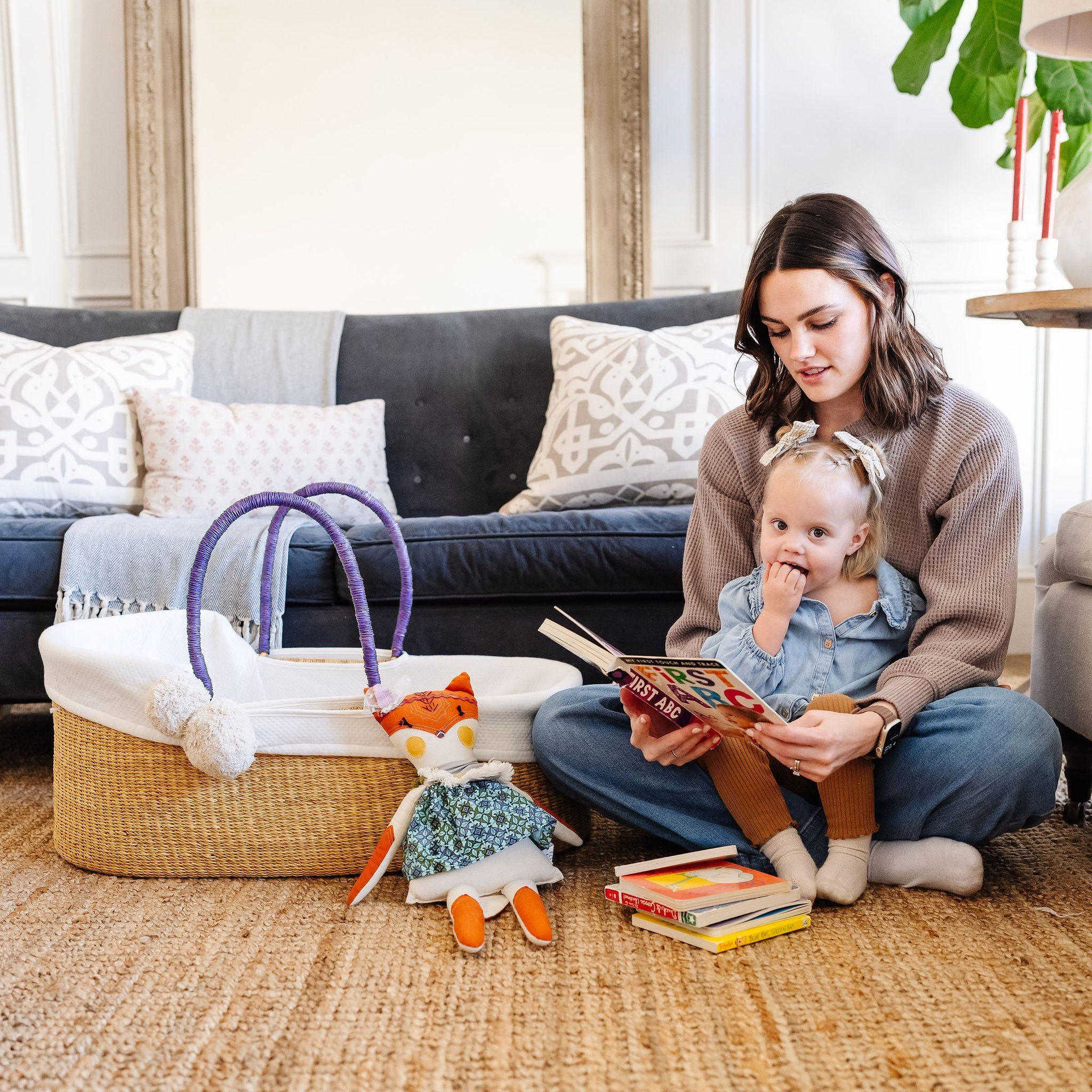 Lavender Vegan Handle Moses Basket