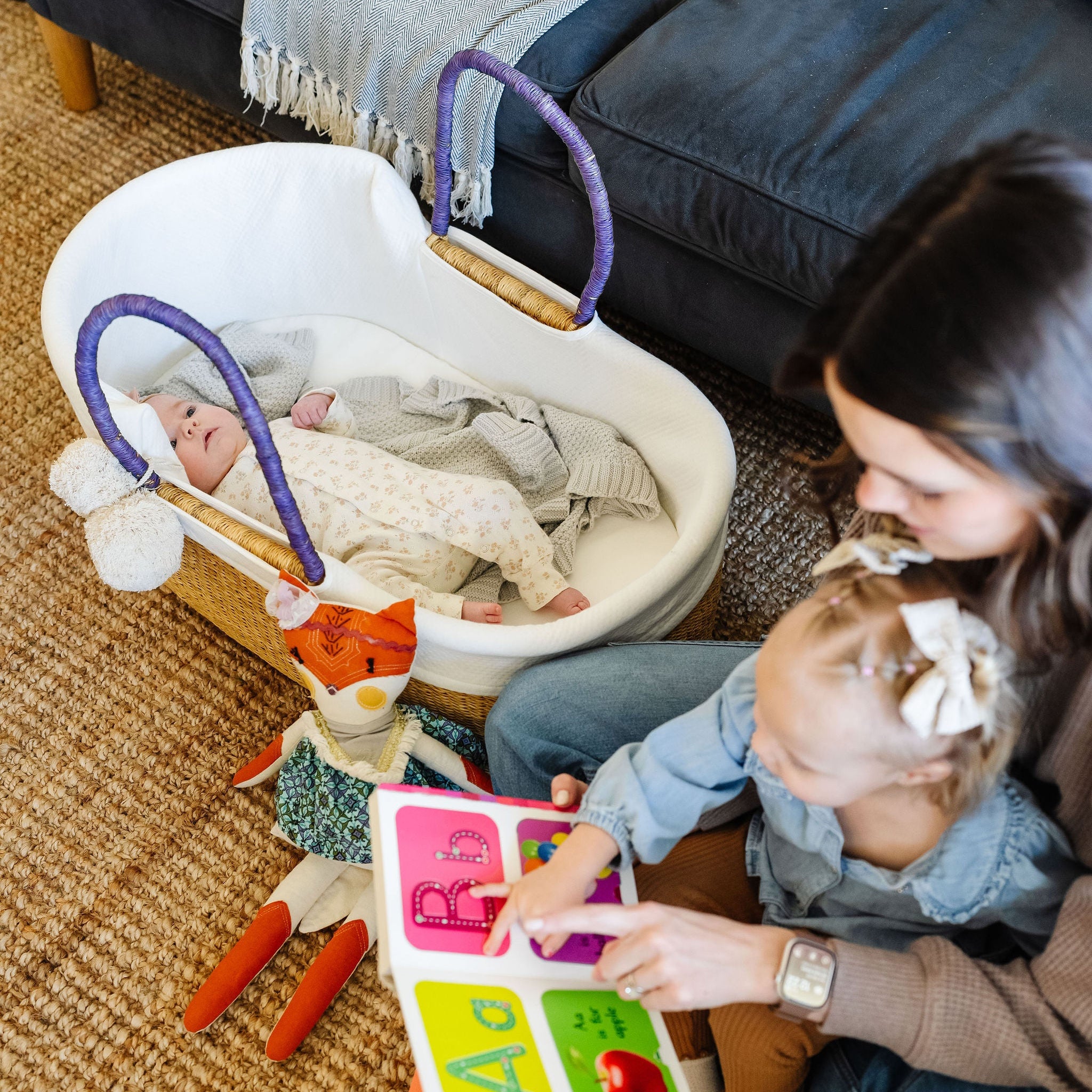 Lavender Vegan Handle Moses Basket
