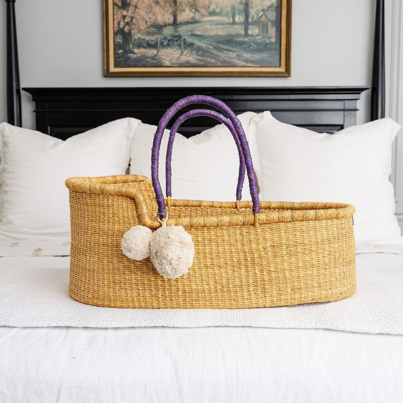 Lavender Vegan Handle Moses Basket