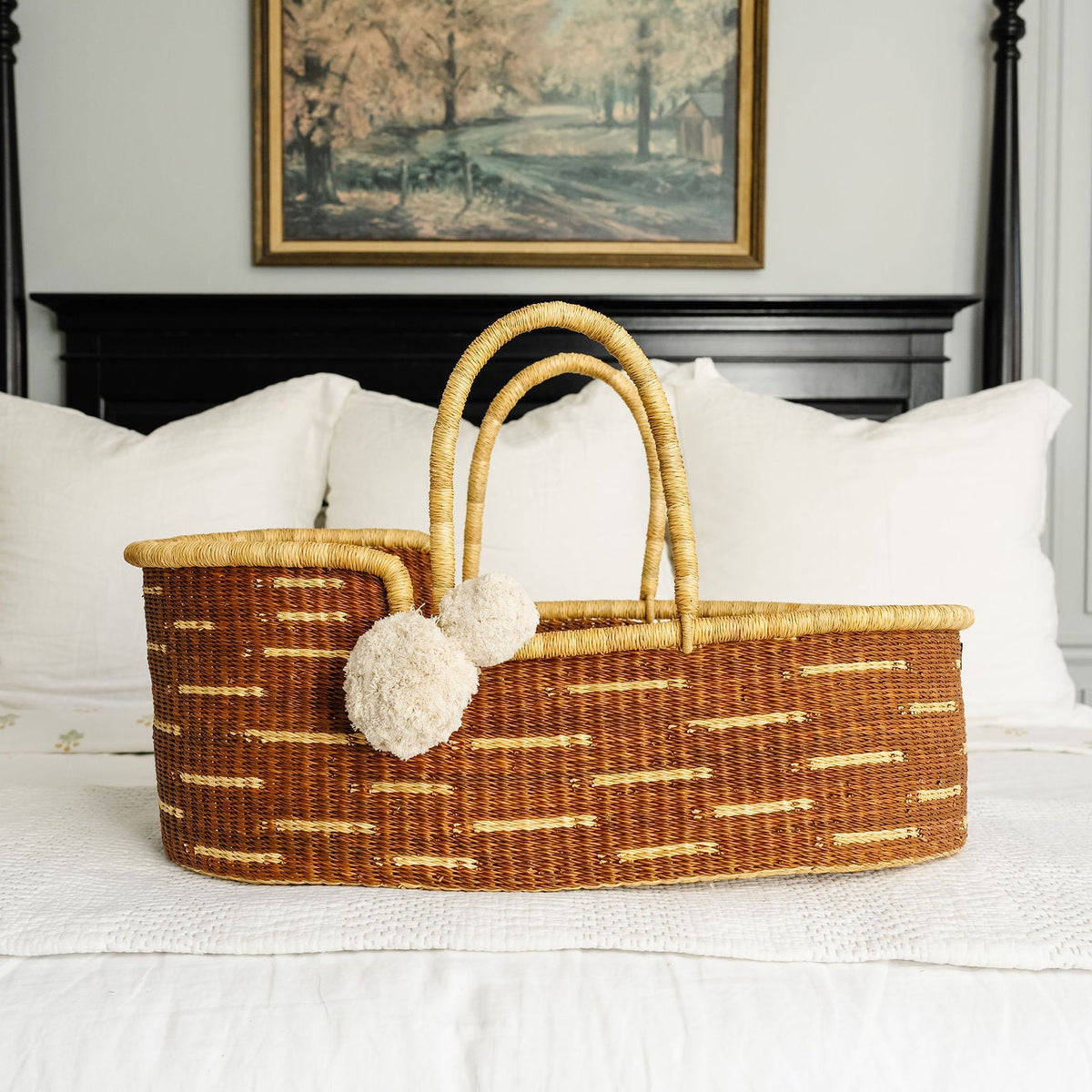 Muted Peach Dash<br> Moses Basket
