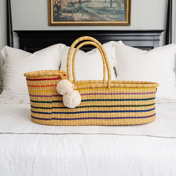 Rainbow<br> African Moses Basket<br>Vegan Handle