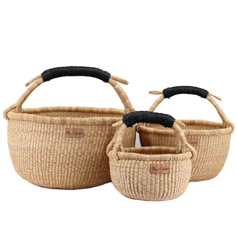 Wheatgrass<br>Black Handle<br>Small Market Basket