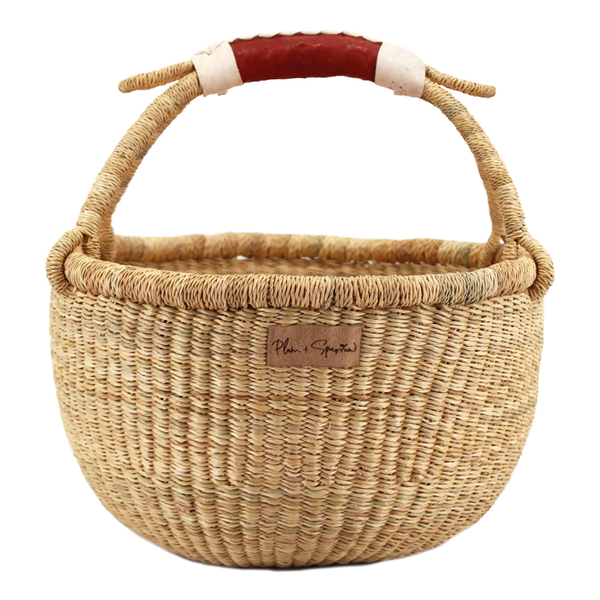 Natural<br>Cognac + Cream Handle<br>Medium Market Basket