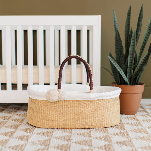 African Moses Basket<br>No Hood<br>Brown + Cream Handle