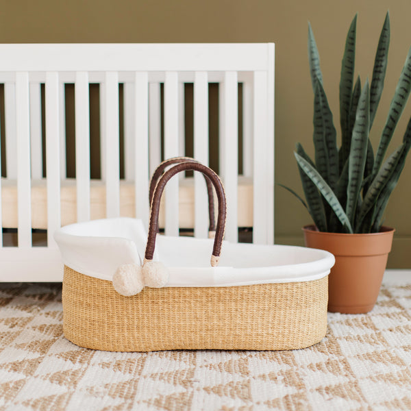 Wheatgrass <br> African Moses Basket <br> Brown + Cream Handle