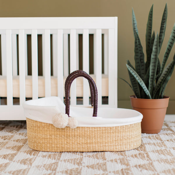 Natural<br>Perfectly Imperfect<br> African Moses Basket<br>Brown Handle