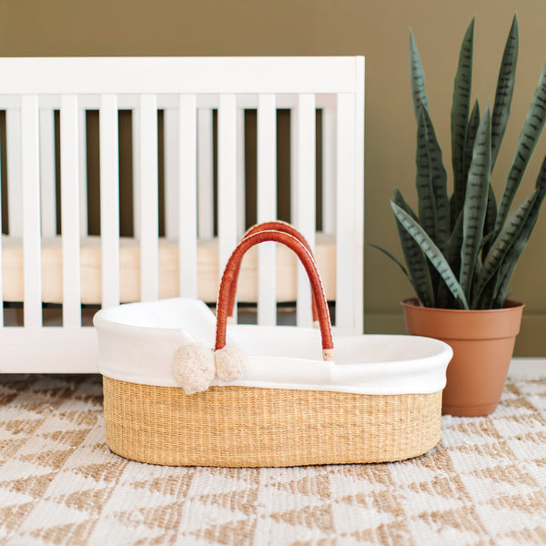 Wheatgrass<br>Perfectly Imperfect<br> African Moses Basket<br>Cognac + Cream Handle #1