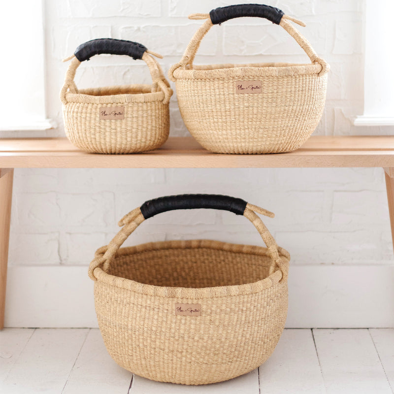 Wheatgrass<br>Black Handle<br>Small Market Basket