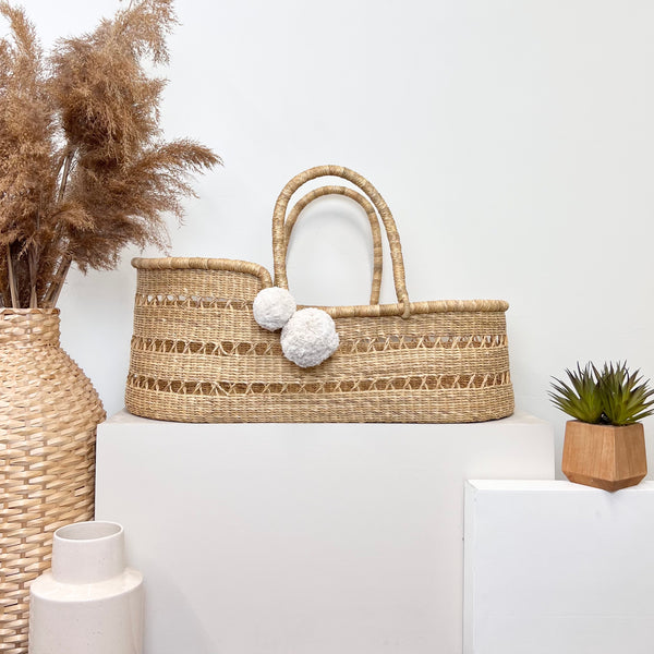 Wheatgrass Open Weave<br>Perfectly Imperfect<br> African Moses Basket<br>Vegan Handle
