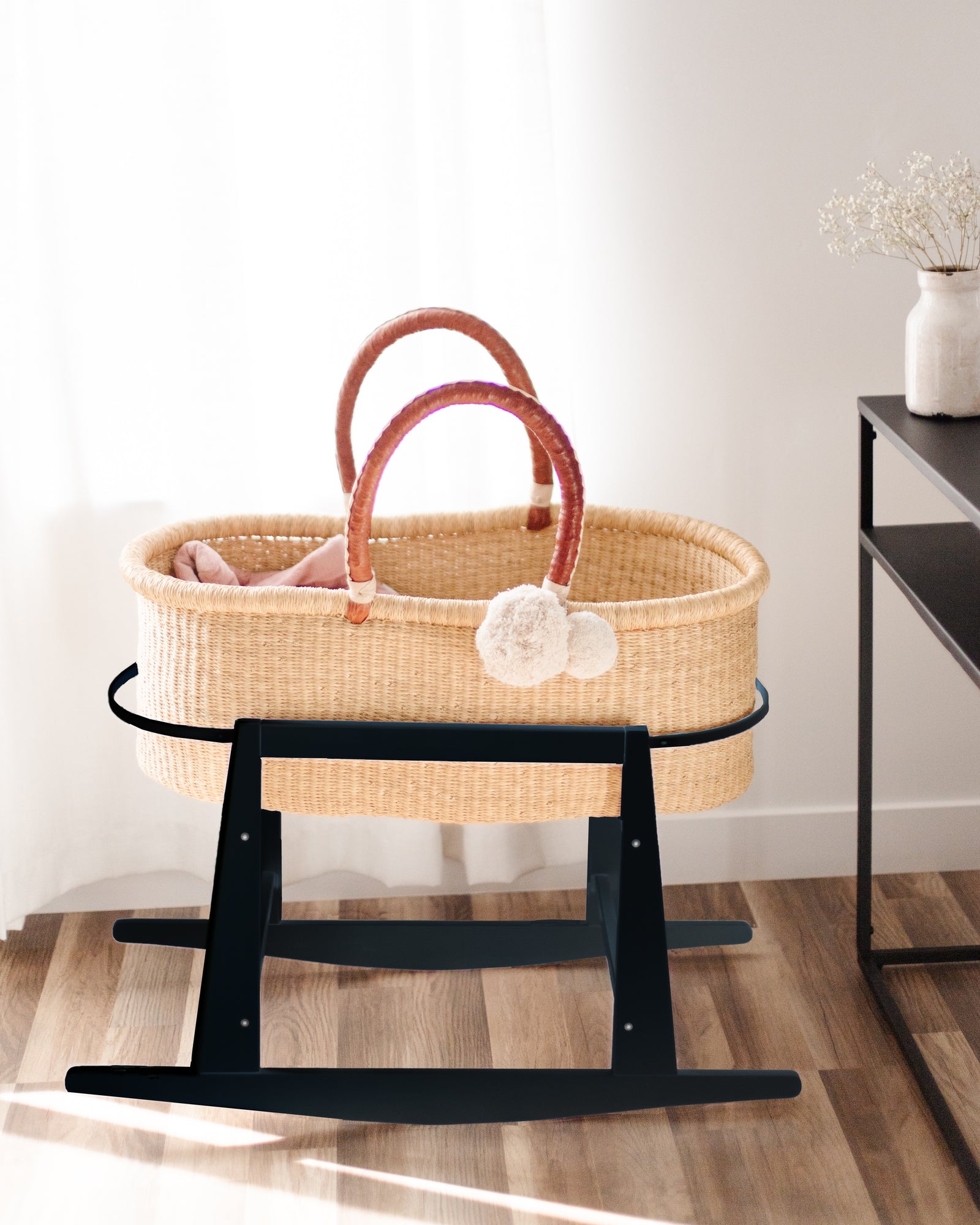 Moses Basket Rocking Stand Wooden Moses Basket Stand With Wheels ...